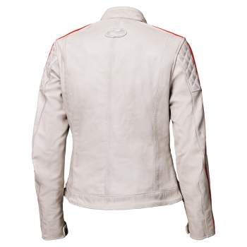 Preview: Held BRIXHAM - Damen Motorrad Lederjacke grau-rot