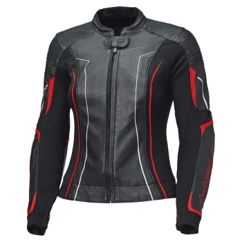 Held Debbie 3 TOP - Damenlederjacke schwarz-neonrot Frontansicht