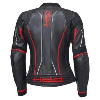 Preview: Held Debbie 3 TOP - Damenlederjacke schwarz-neonrot Rückansicht