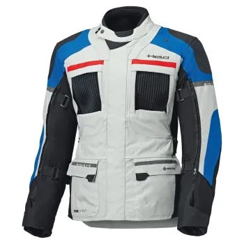 Held CARESE 3 TOP - Adventure Tourenjacke grau-blau Frontansicht mit Belüftungen offen
