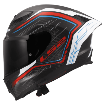 Preview: DRAGON SUBIC Integralhelm weiss-blau-rot Seitenansicht mit dkl. Visier