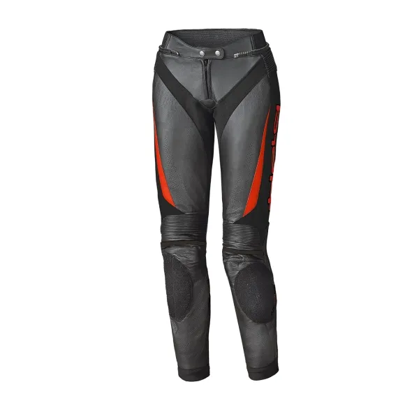Held Lane Damenlederhose schwarz-neonrot Frontansicht