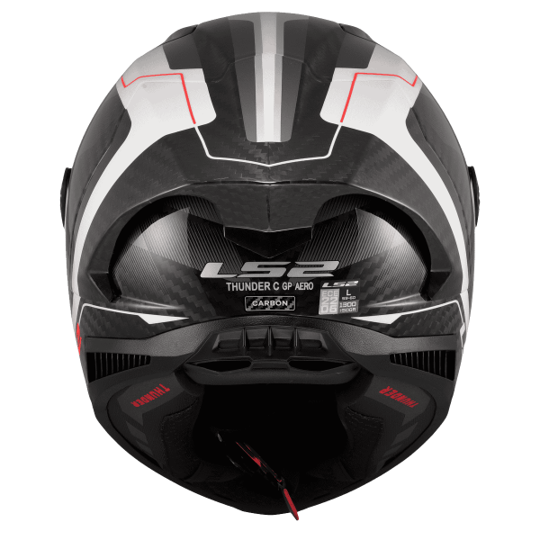 LS2 FF805 Thunder AERO RAUTE white grey Rückansicht