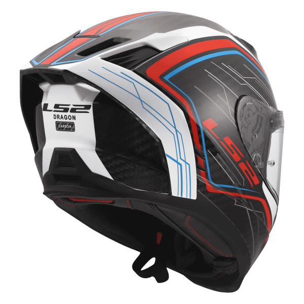 DRAGON SUBIC Integralhelm weiss-blau-rot Rückansicht